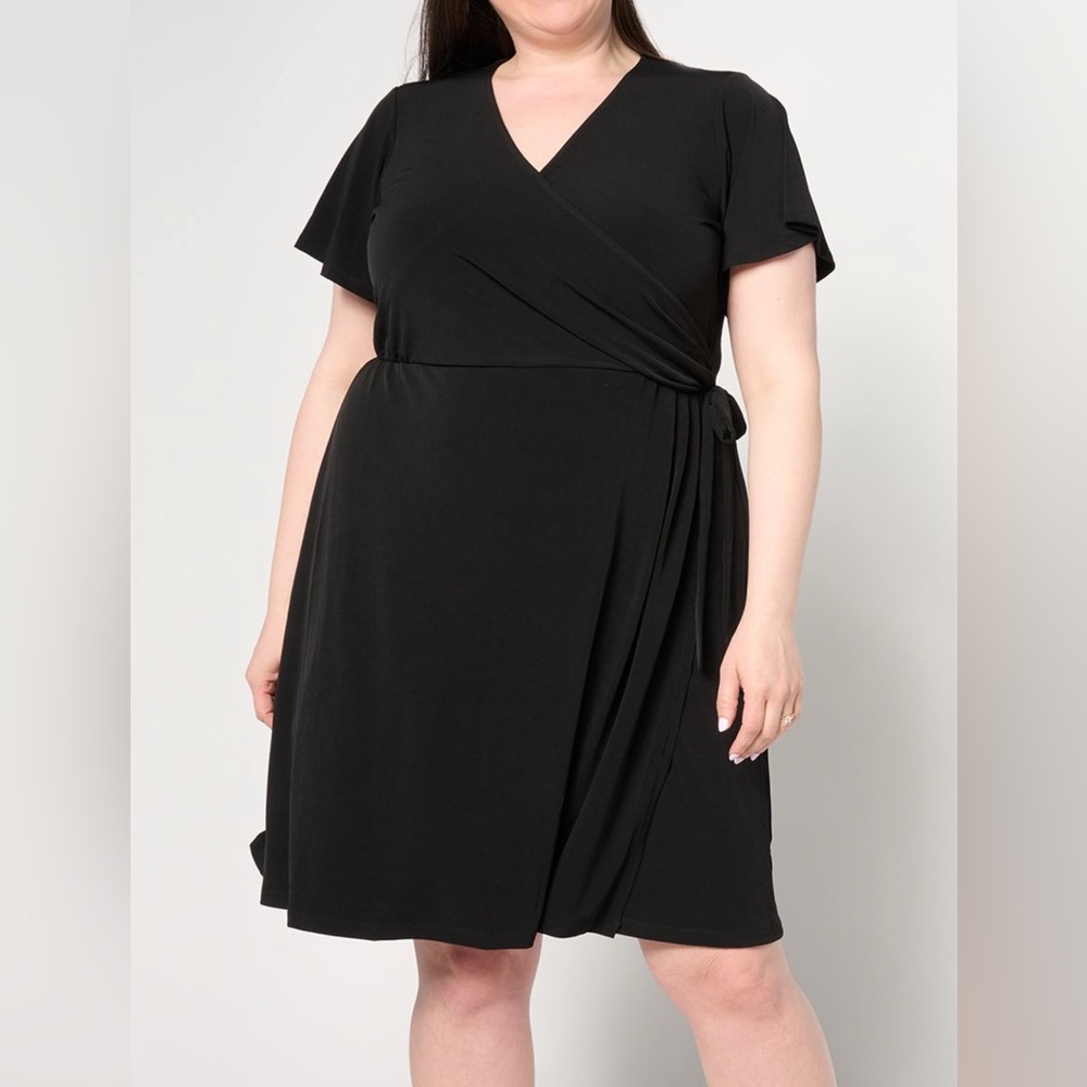 Susan Graver Black Wrap Midi Dress